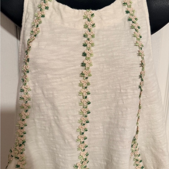 Free People White and Green Embellished Tank Top - Picture 5 of 9